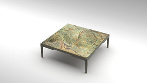 green marble, green forest marble, akar green marble, taupe coffee table, minimalist coffee table, akar guimar, guimar square,