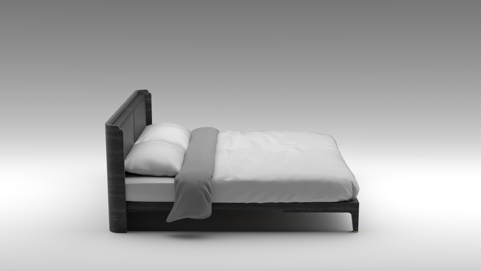 Anthracite bed frame, black bed frame, oak bed frame, designer bed frame, minimalist bed frame, akar bed guimar, simplistic design, luxury bed frame