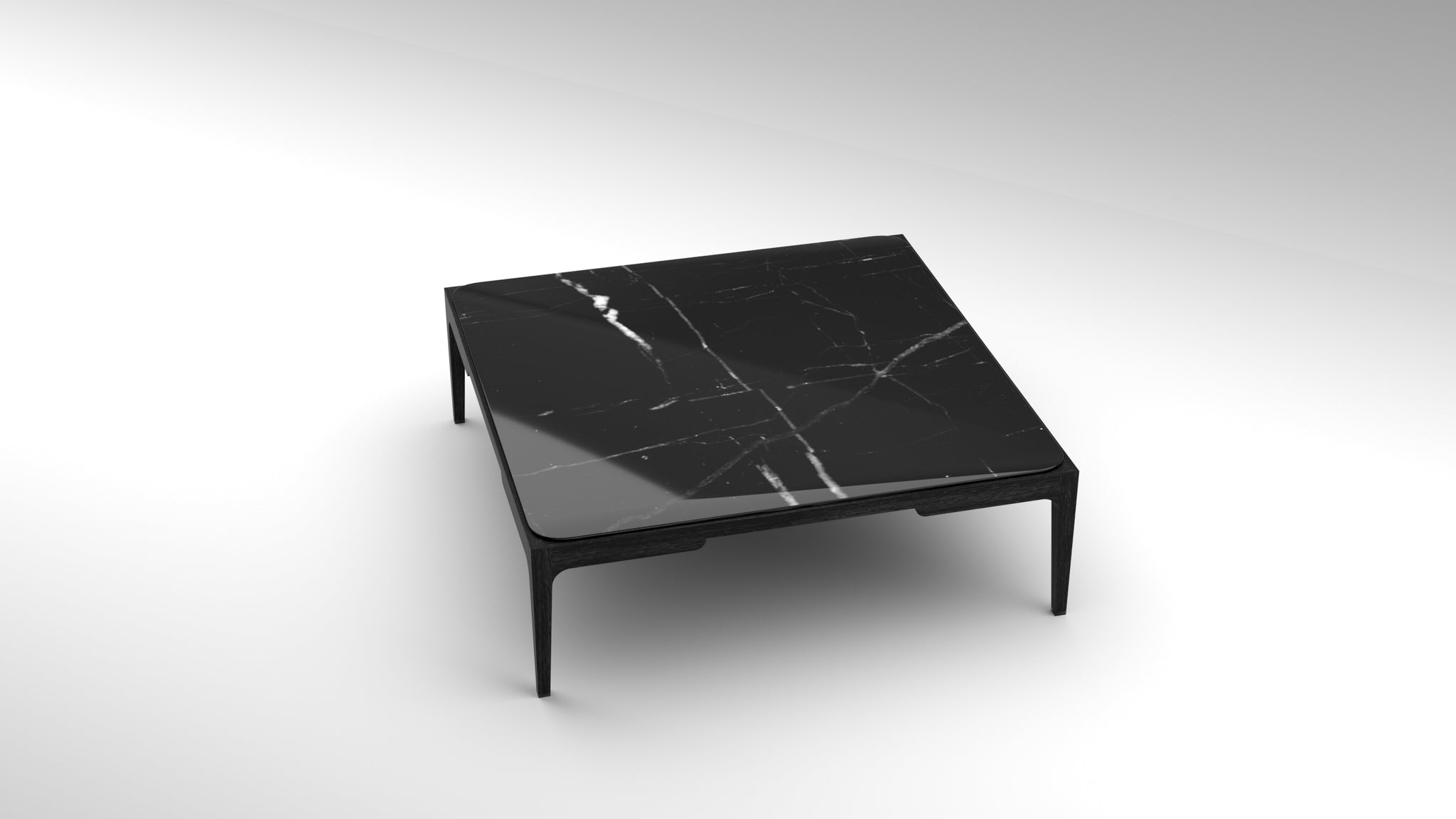 black marble, nero marquina, nero marble, square coffee table, solid oak coffee table, akar guimar table, akar de nissim guimar,