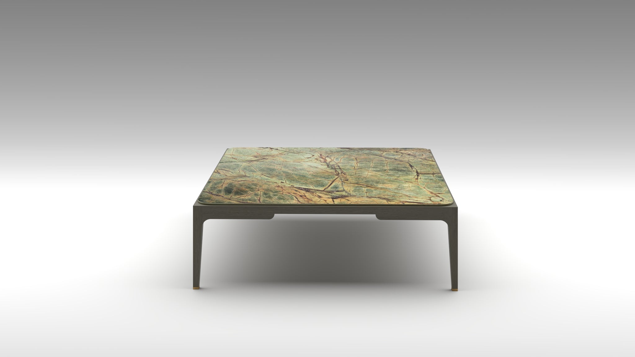 green marble, green forest marble, taupe frame, akar guimar table, akar table, akar coffee table, akar marble coffee table, low coffee table, akar de nissim table, guimar coffee table